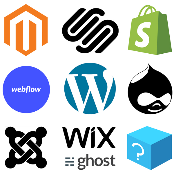 Web Lead Tool CMS platform detection badges for WordPress, Squarespace, Wix